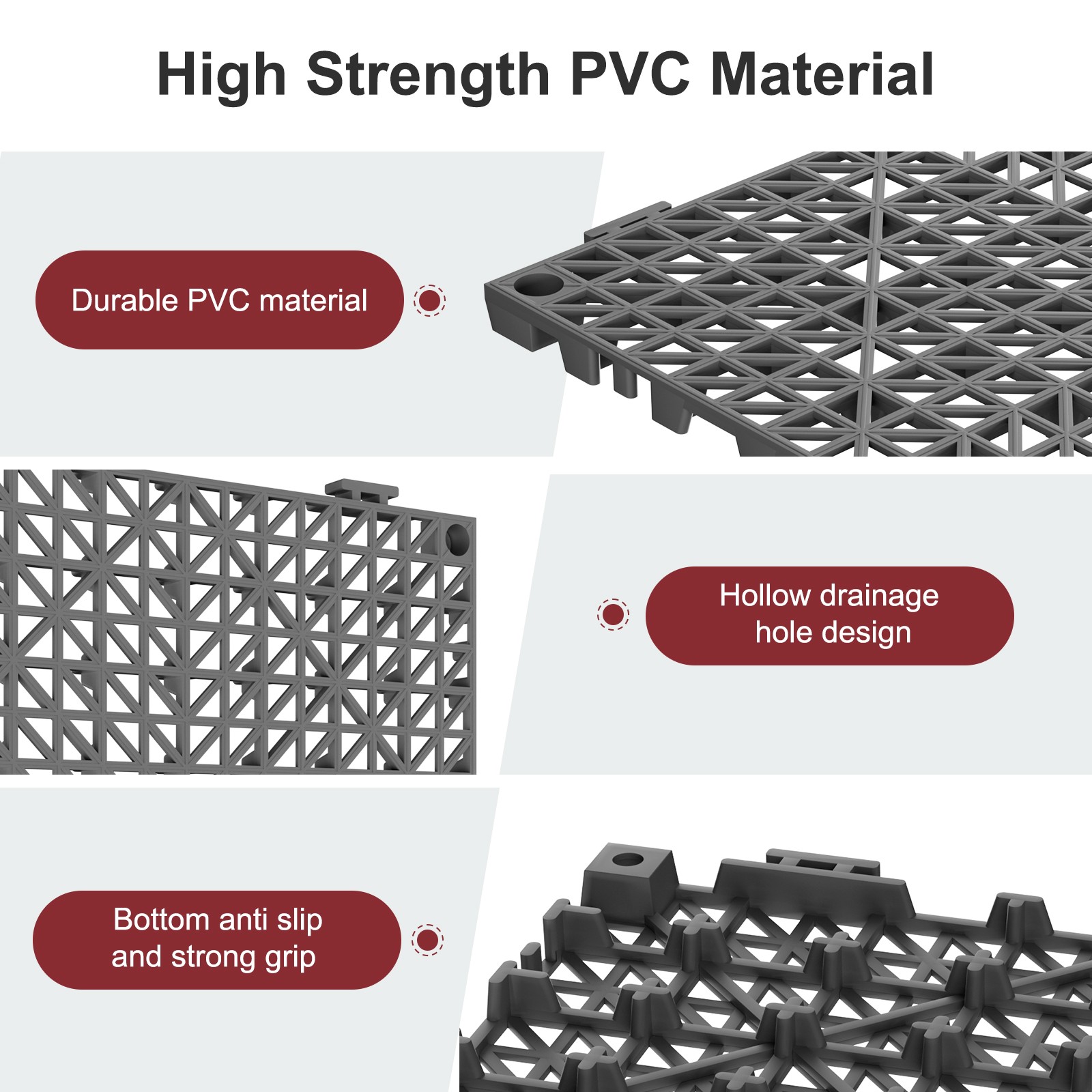 12×12 Interlocking Tile – Drainage Floor Tiles in 24/36/50 Packs