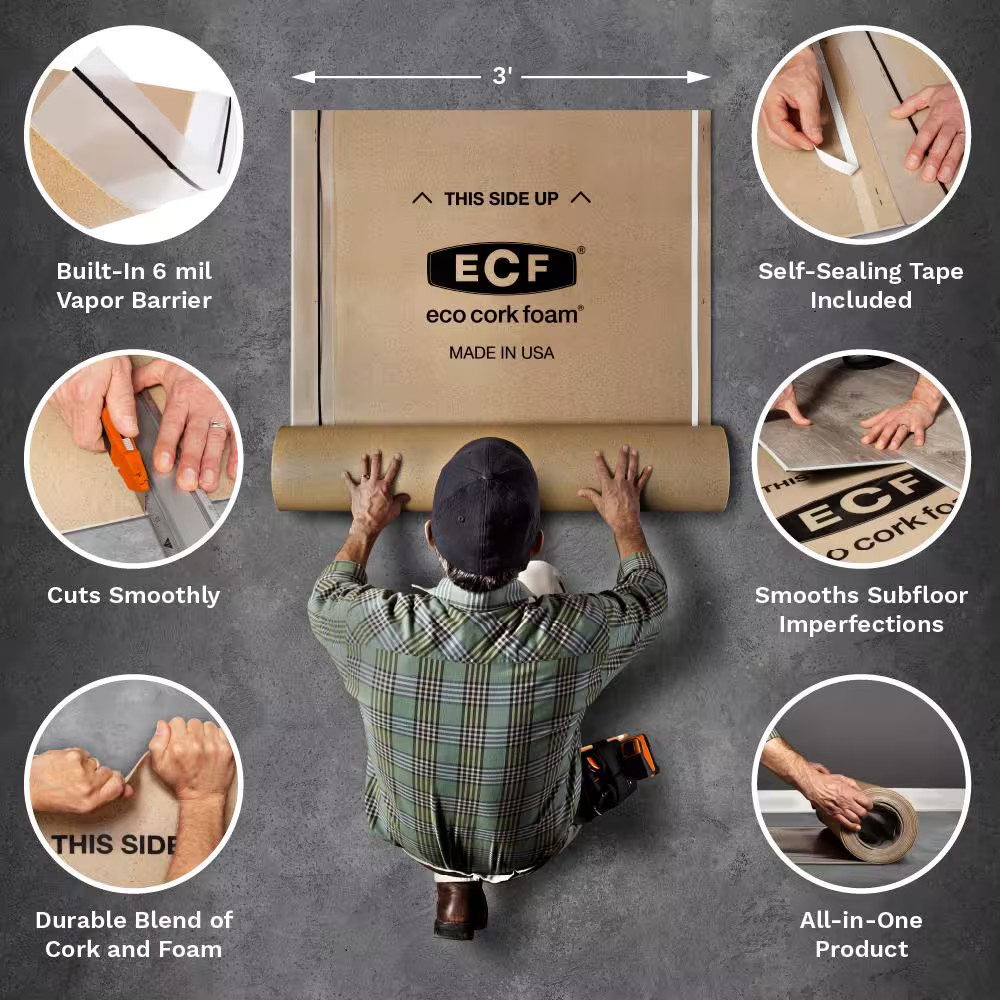 300 Sq. Ft. 3 Ft. X 100 Ft. X3.2Mm Waterproof Premium plus 10-In-1 Underlayment-