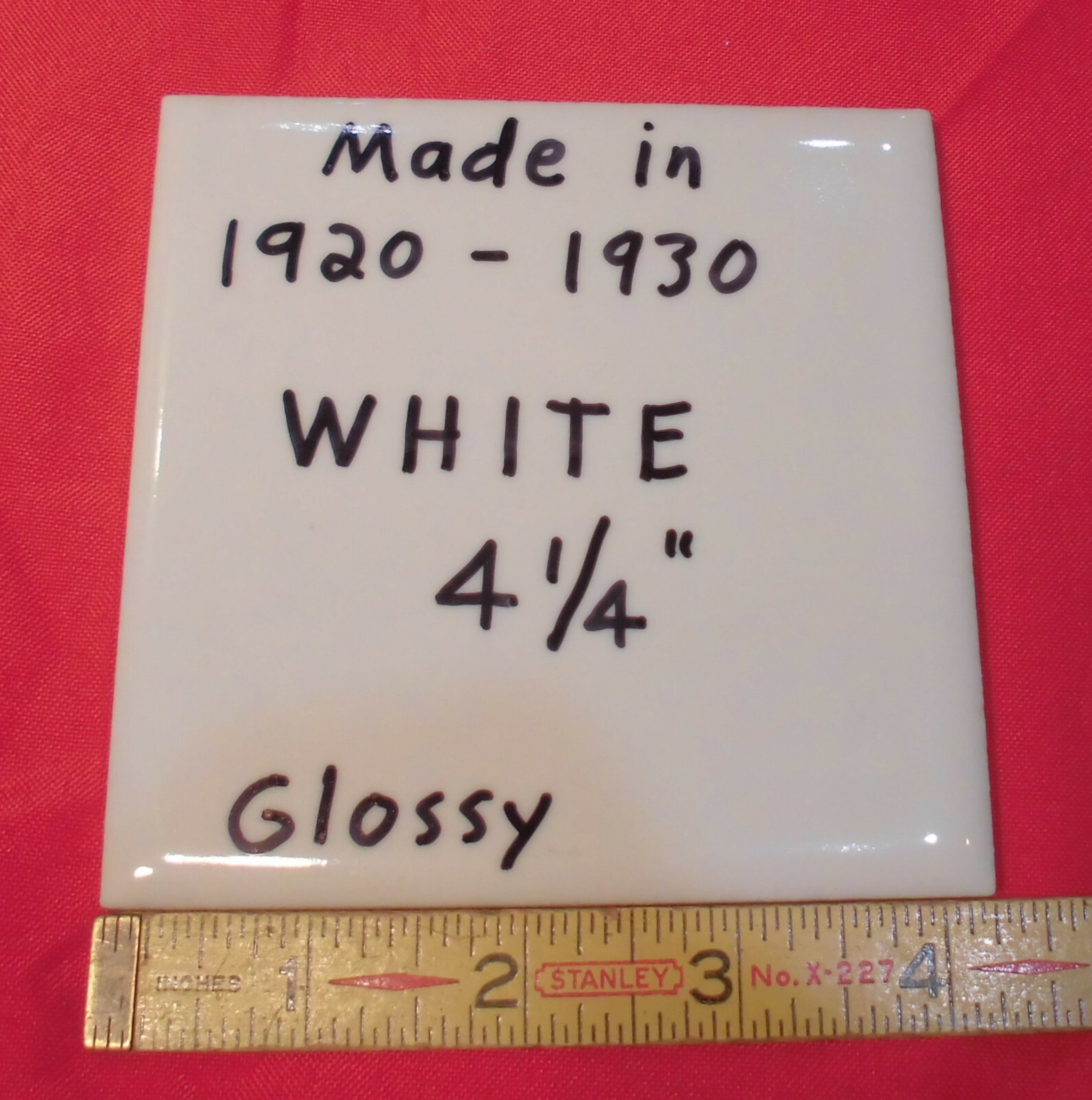 1 pc.*Vintage White* 4-1/4″ X 7/16″ Thick Glossy Ceramic tile; Criteria 1920’s