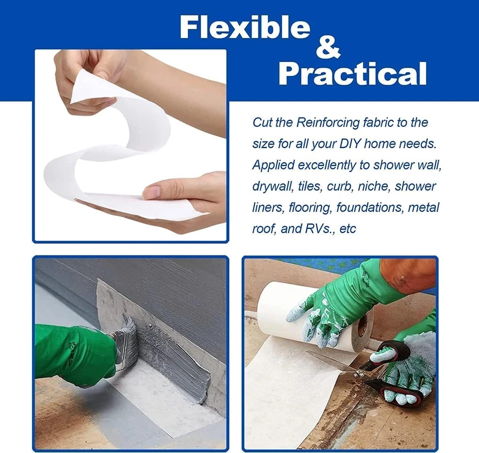 2 Pack 4 Inches x 164 Feet Waterproofing Membrane Anti Fracture Fabric, Reinf…