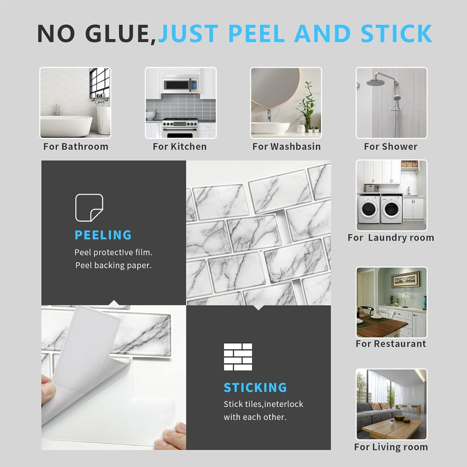 10-Sheet Backsplash Tile for Kitchen Peel and Stick,12″X12″ Self