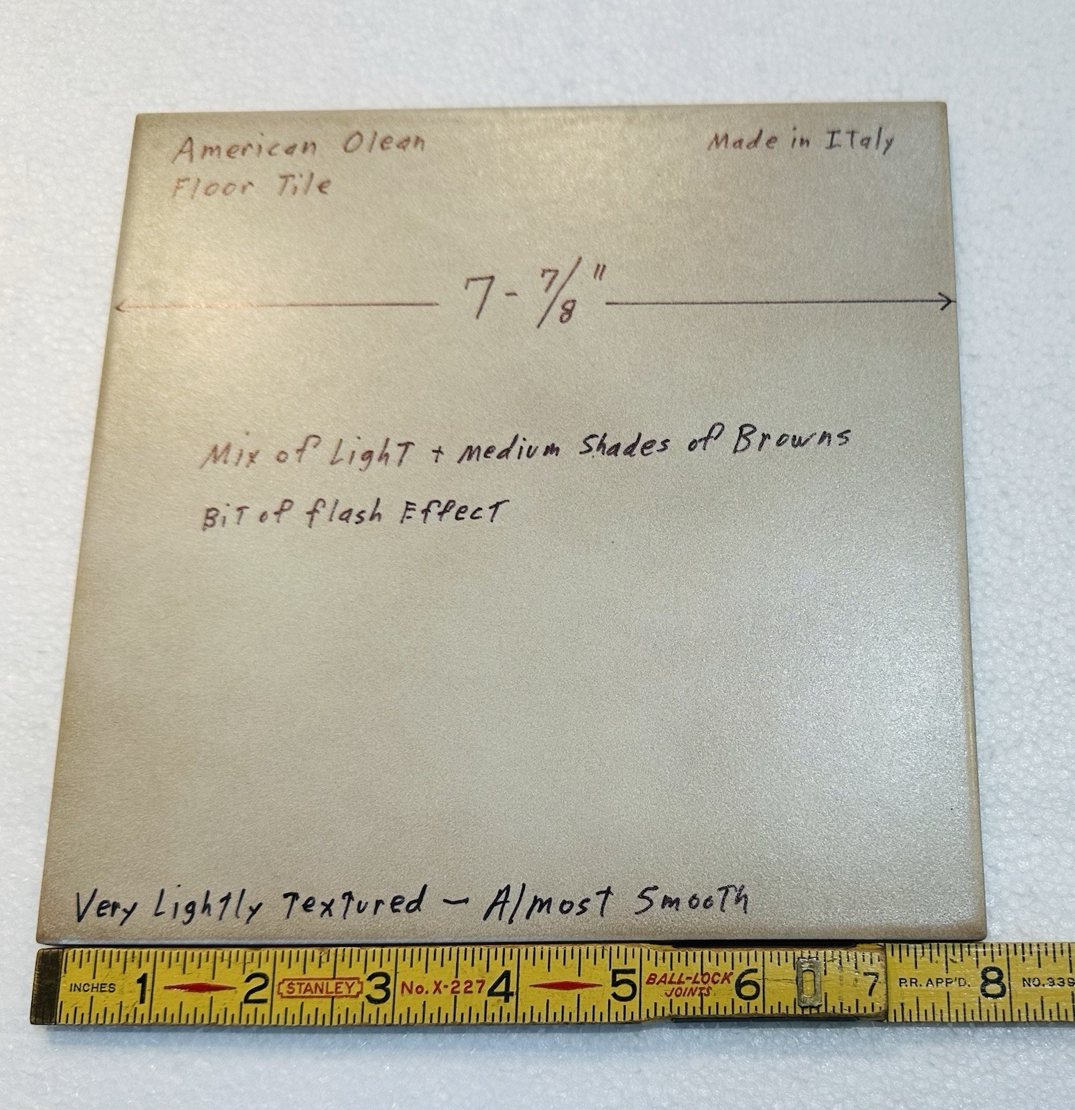 1 pc. Light – Medium Shades of Brown: 7-7/8″ Lightly Textured by American Olean