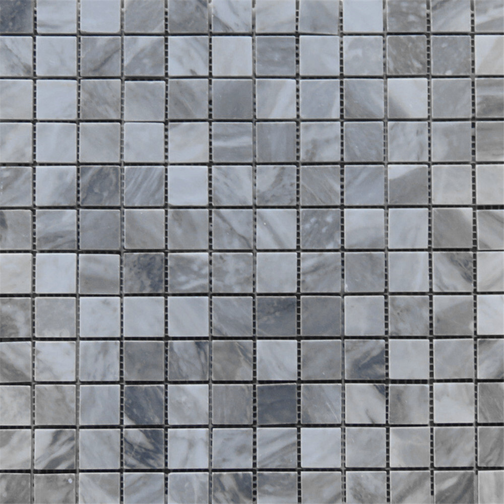 K24XH Bardiglio Gray Dark Grey Marble 1×1 Grid Square Mosaic Tile Honed