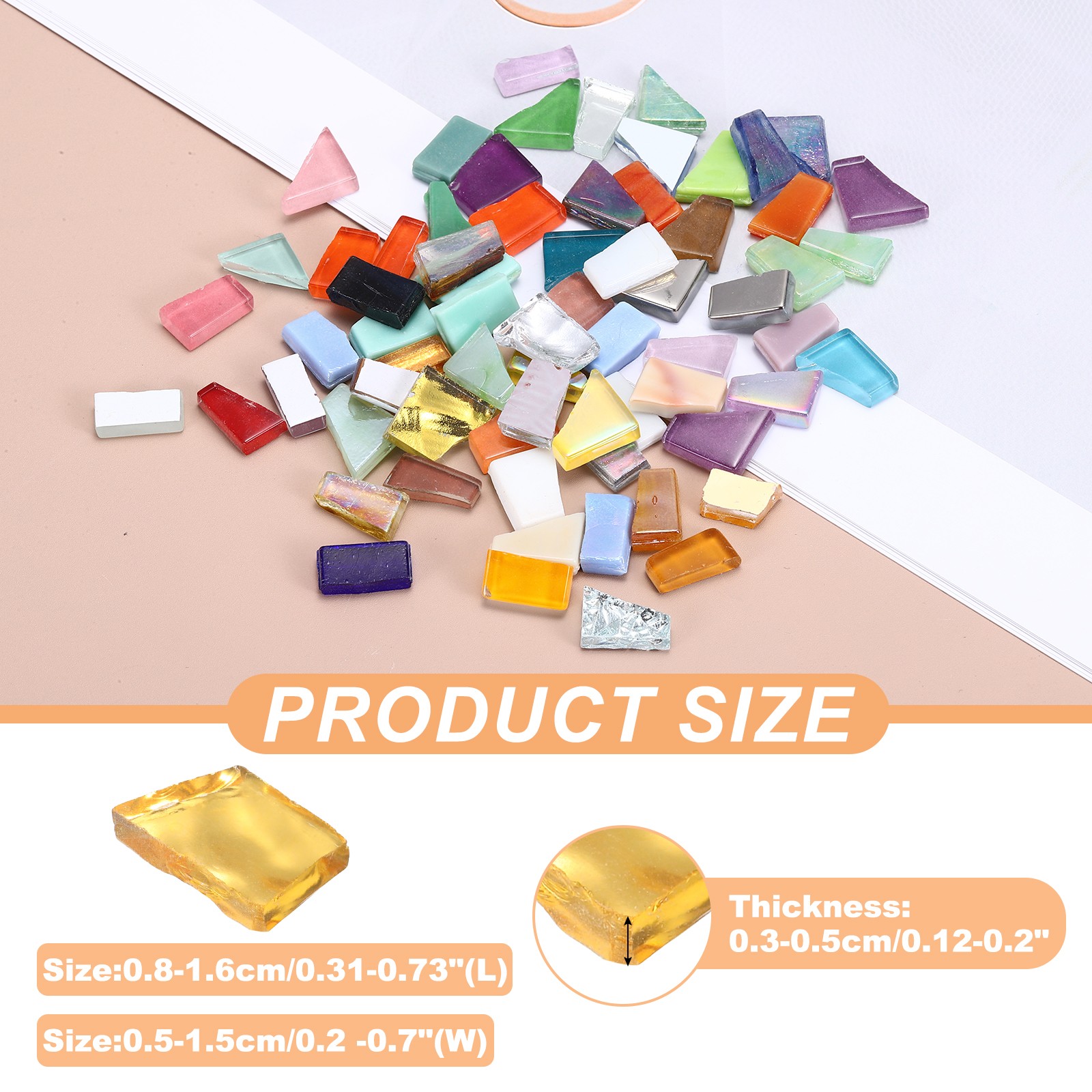 Irregular Glass Mosaic Tiles, 300G/0.7LB Stained Glass Sheets, Gold Series