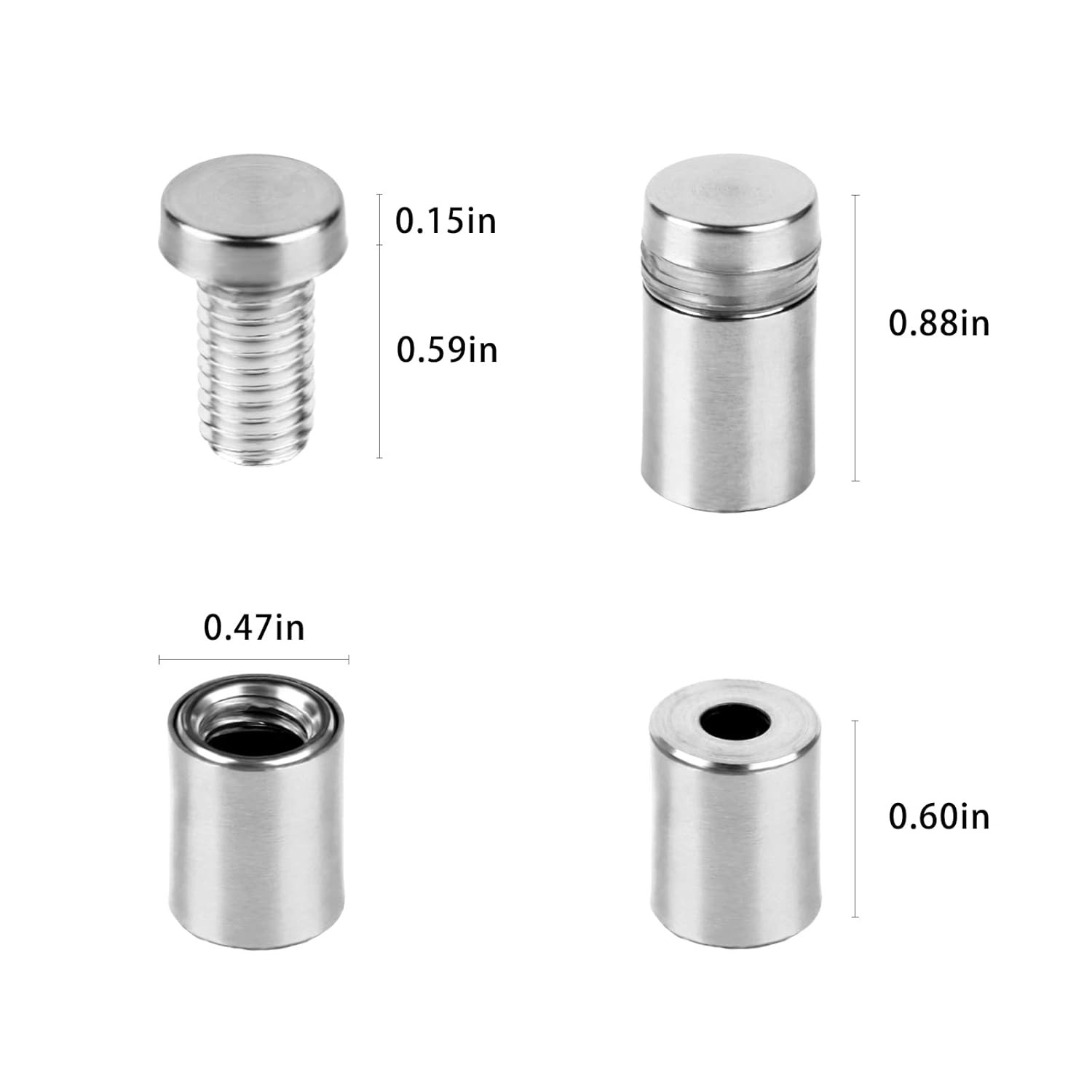 Standoff Screws for Acrylic 1/2 x 3/4 inch Stainless Steel x 3/4, Silver