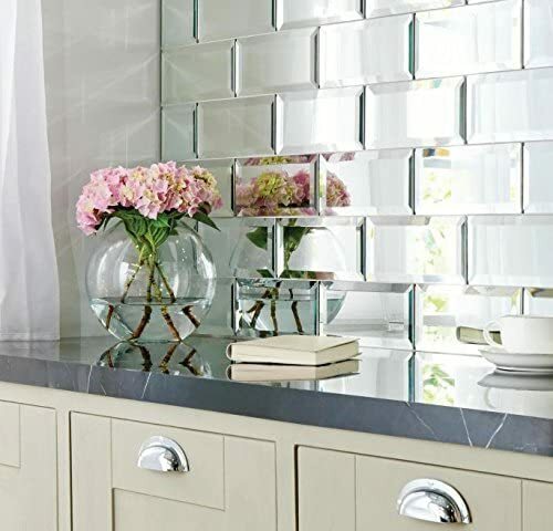 4×12 Wide Beveled Subway Decorative Backsplash Wall Genuine Mirror Tile