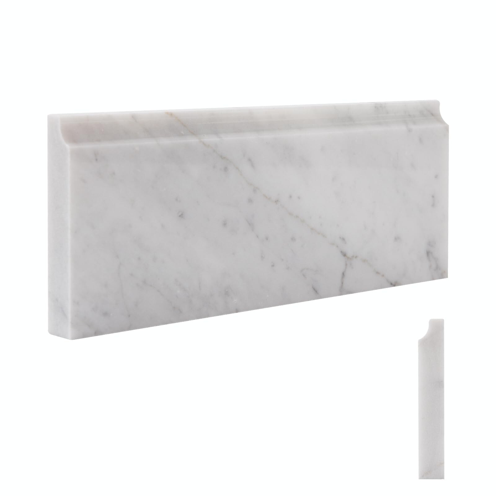 Carrara White Marble Baseboard Trim Molding, 4.5″X12″ Polished Wall Base Moul…
