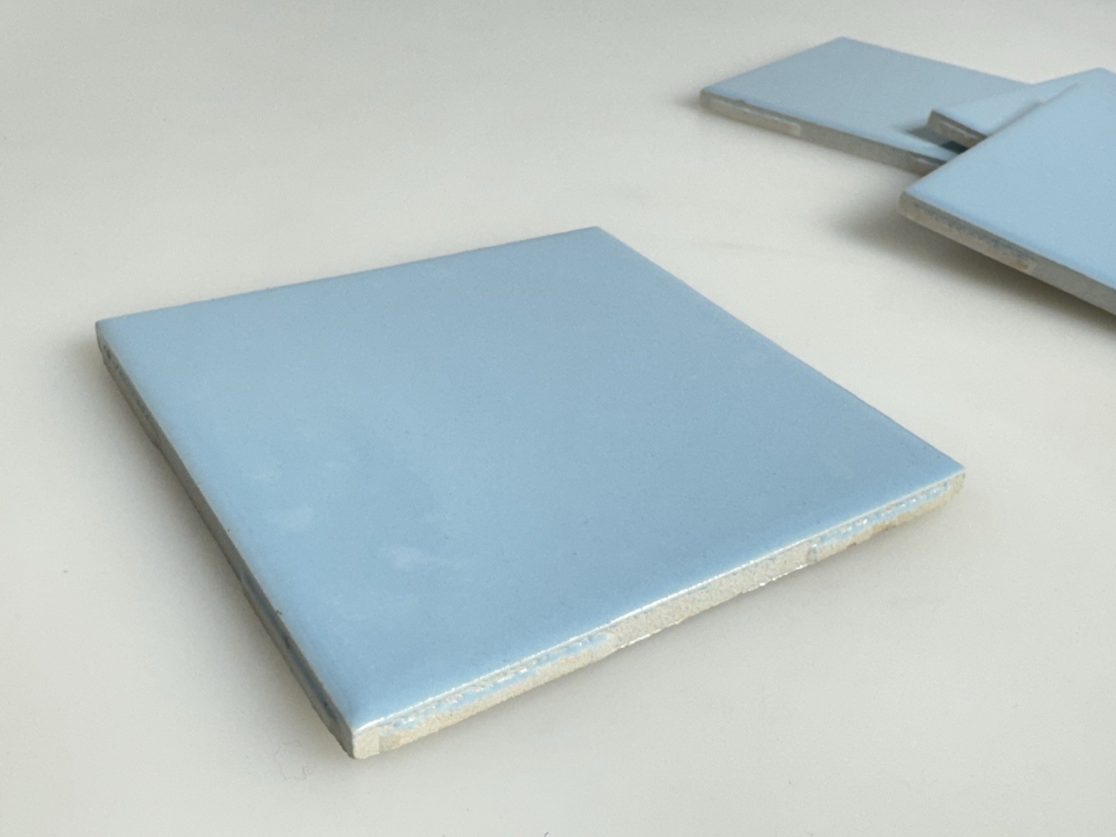 5 pc. Medium Blue 4-1/4″ Glossy Ceramic Tile; United States Tile Co. 1990’s NOS
