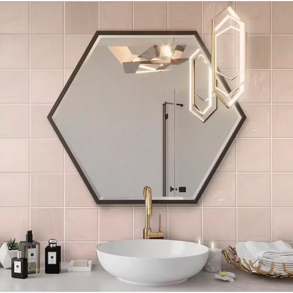 Pink 5.2 In. X 5.2 In. Polished Ceramic Subway Wall Tile (10.76 Sq. Ft./Case)