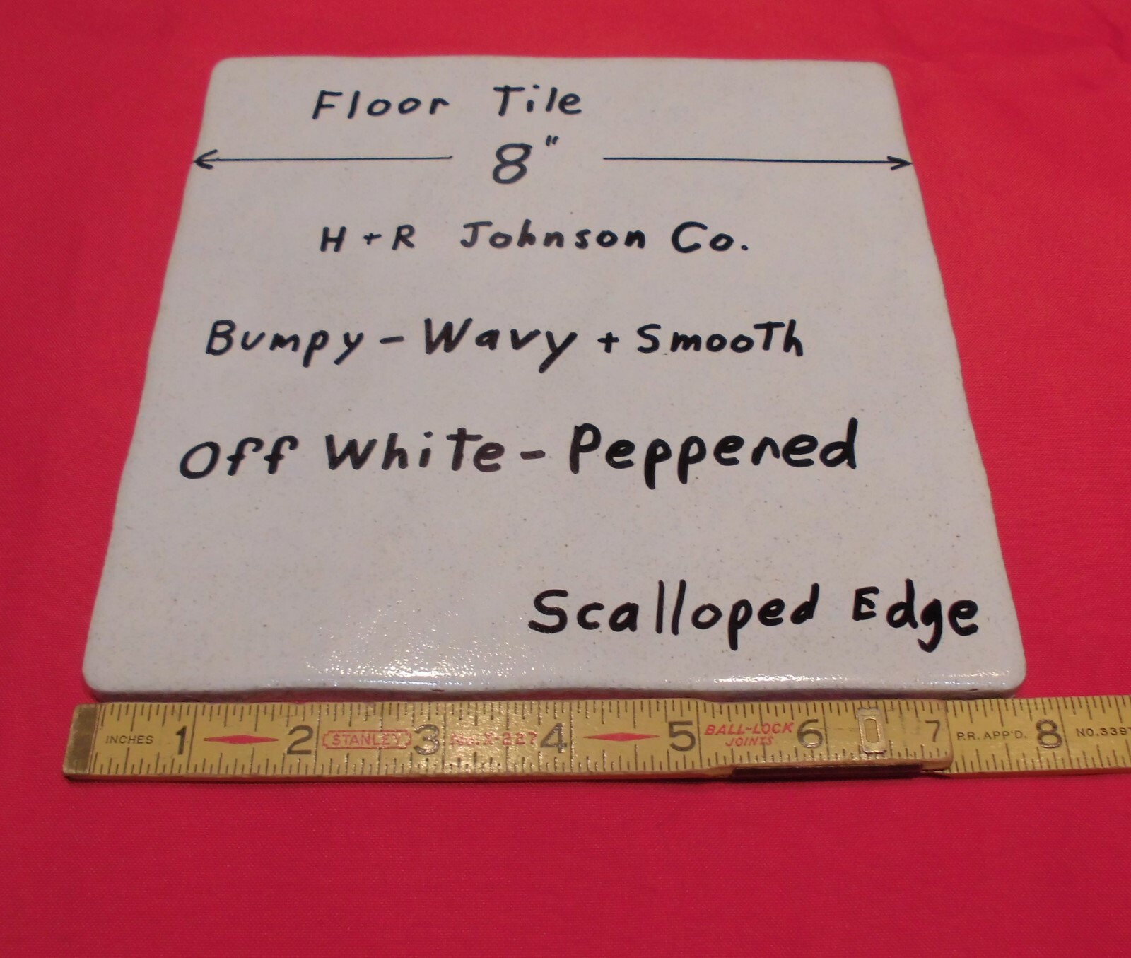 1 pc. Ceramic Floor Tile 8″ X 8″ *Off White-Peppered* Bumpy-Wavy-Scalloped NEW