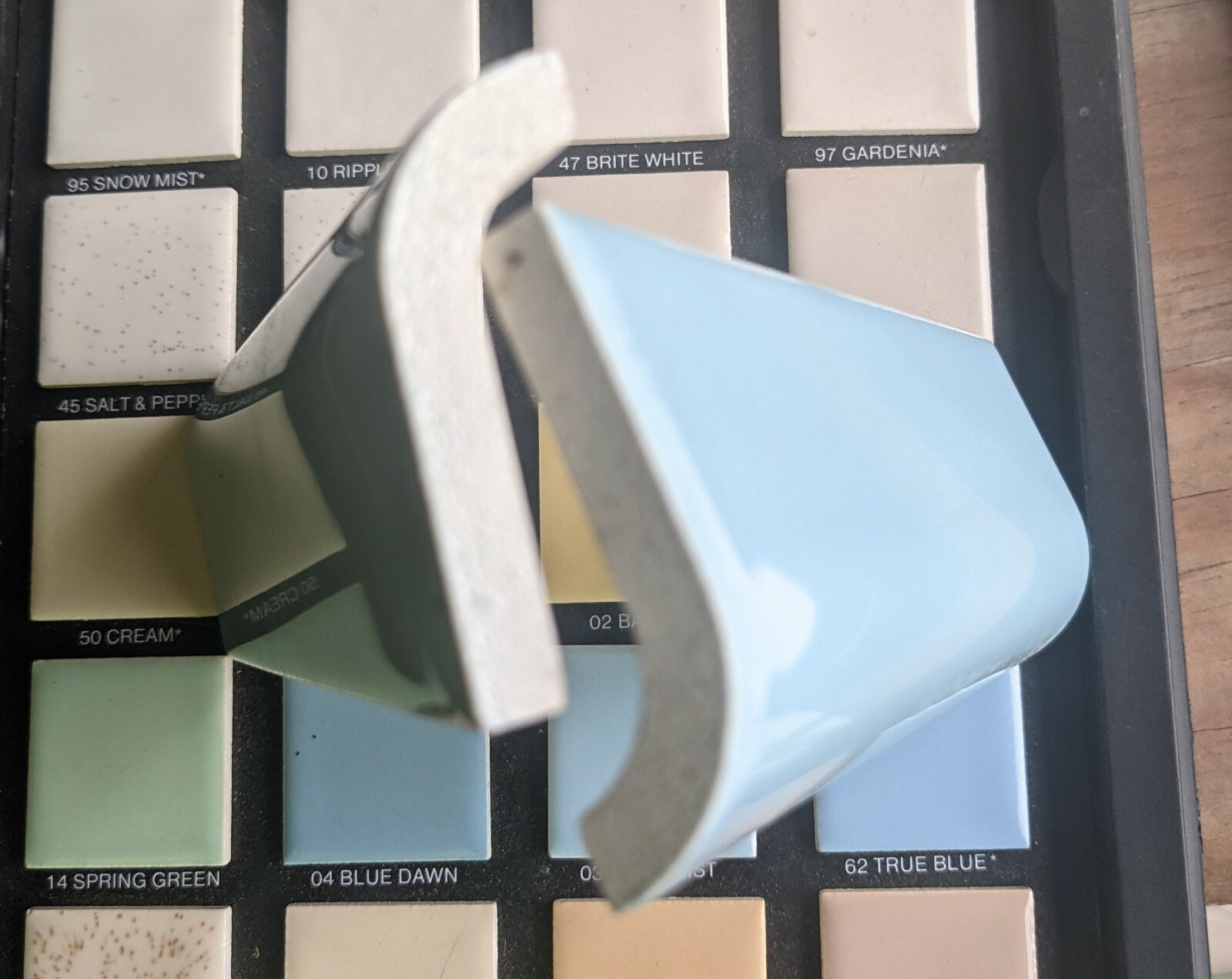 2 pcs American Olean Bullnose Mud Cap A4200 2″x6″ color 03 Blue Mist Glossy