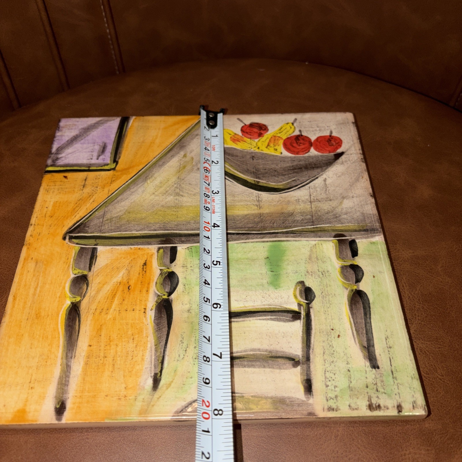 Vintage ITALIAN CERAMIC ART TILE trivet home fruit artist Signed Italy