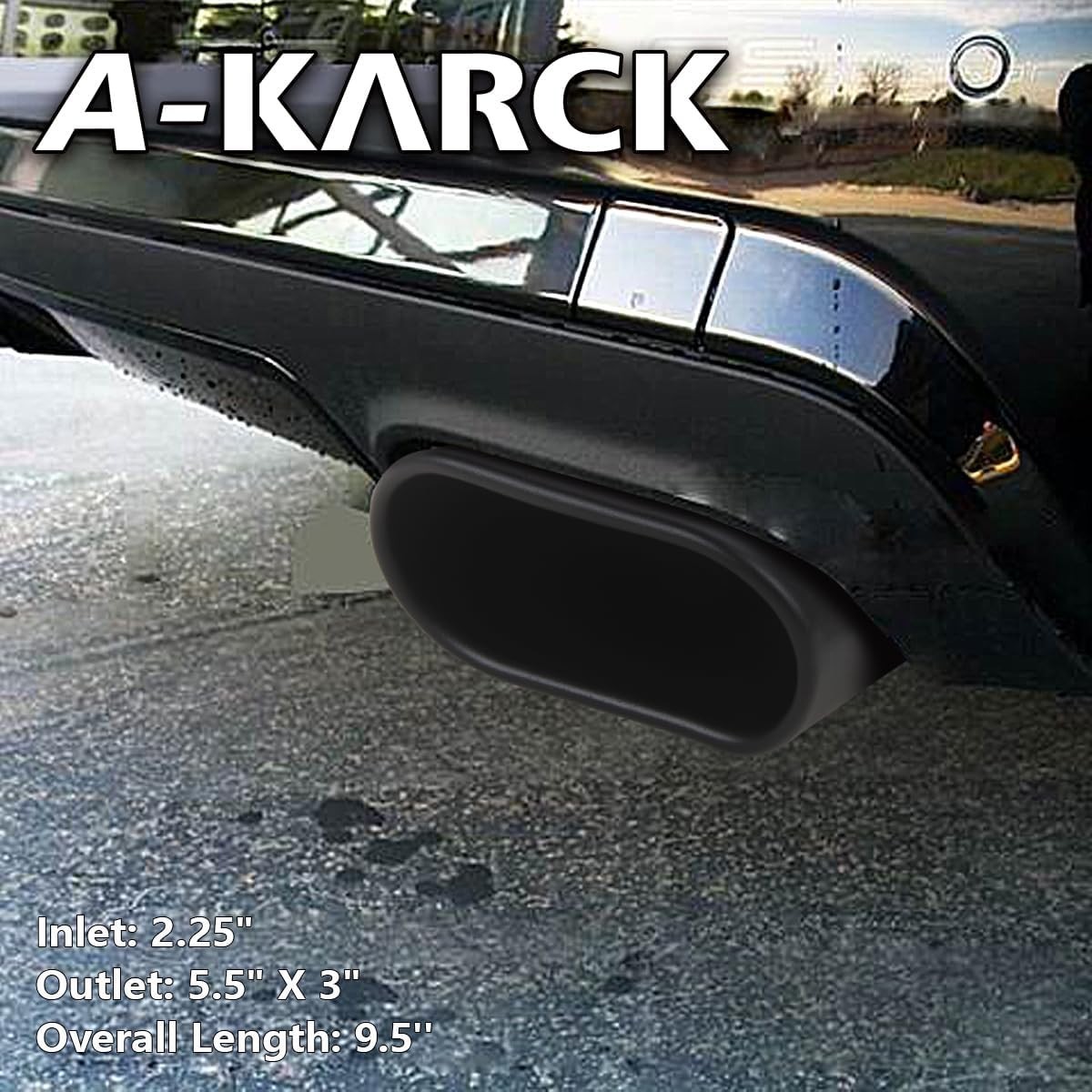 Square Exhaust Tip 2.25″ Inlet, Black Coating Rectangle 2.25inch Black Coated