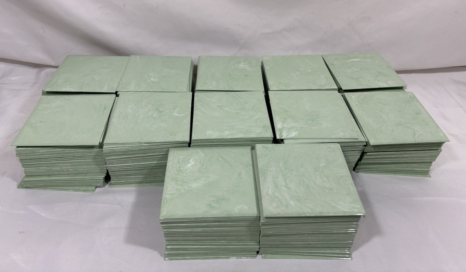 100 Vintage Pale Mint Green Marble Plastic Polystyrene Wall Tiles 4.25″x4.25″ #A