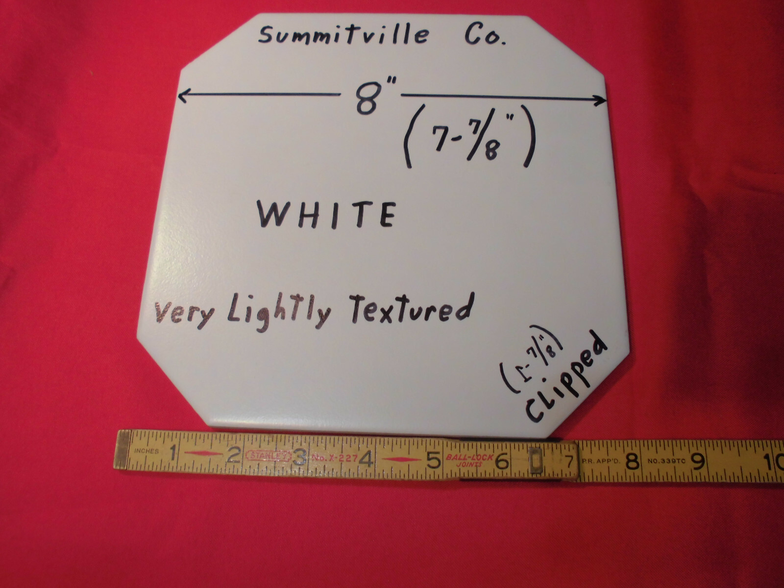 1 pc. CLIPPED 8″ White Ceramic Floor Tile: Smooth Matte Surface: New Old Stock
