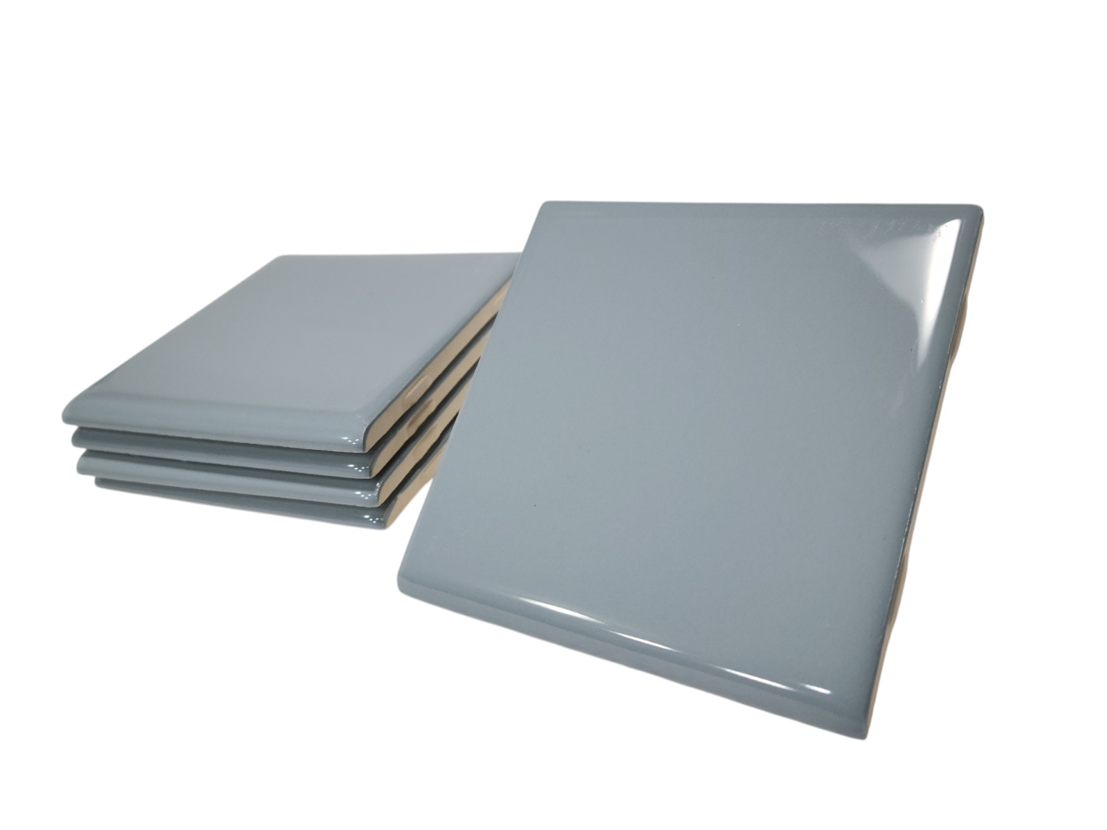Blue Ceramic Tile 4.25 inch Bullnose Trim Edge Vintage Subway Square Color 0169
