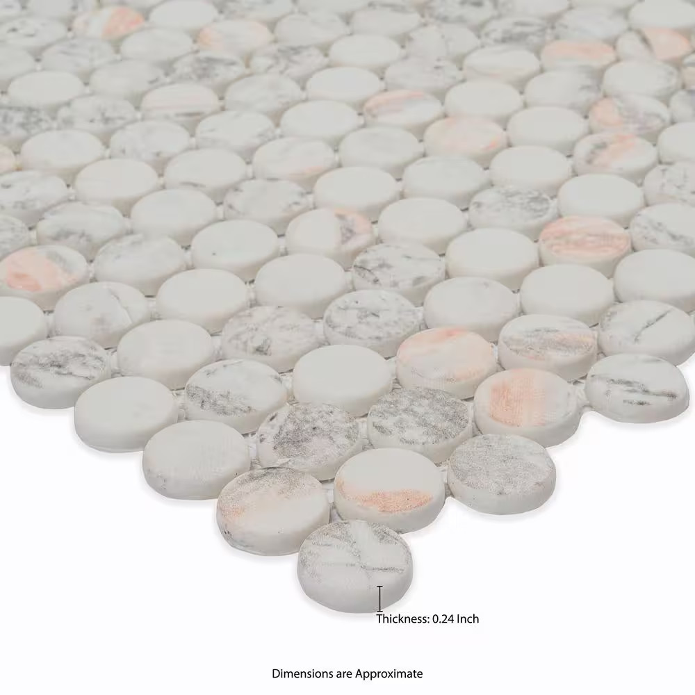 Briar Rosa Penny round 12 In. X 12 In. Glass Mesh-Mounted Mosaic Wall Tile (15 S