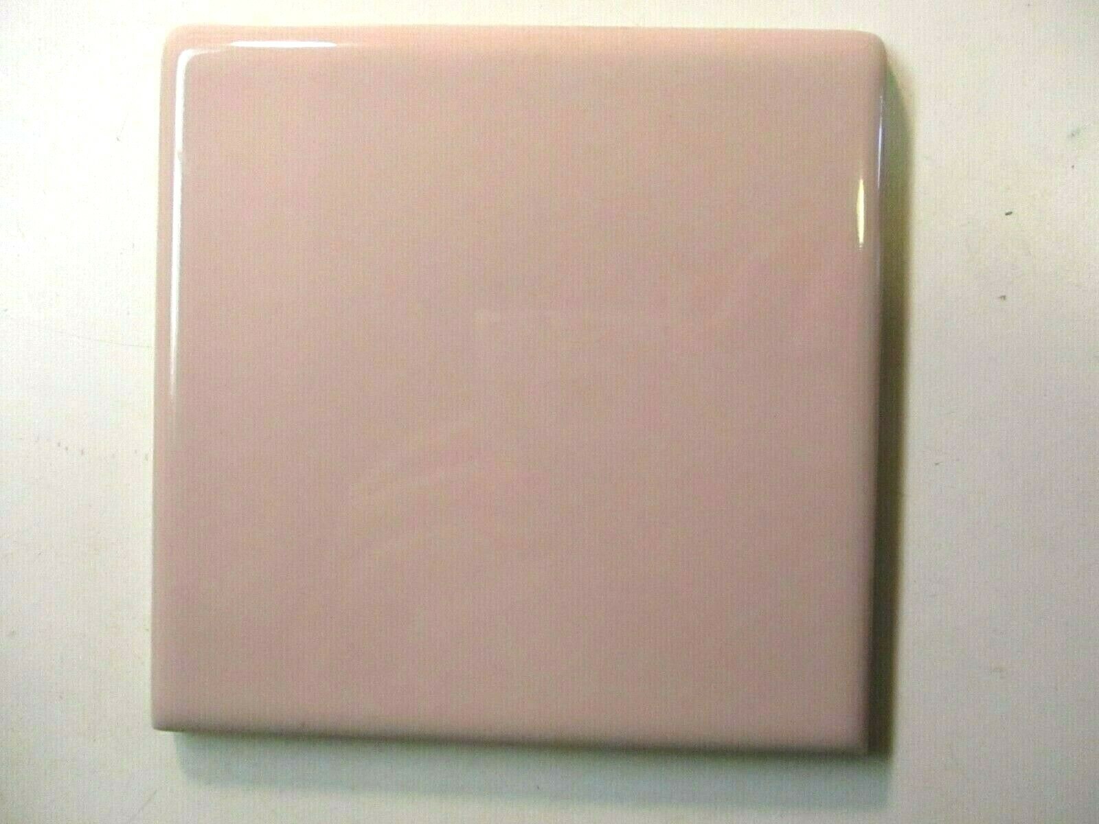 1 Bullnose Wall Tile Mannington MCT USA 4-3/8″ Sq Ceramic Pink Heather Gloss Vtg