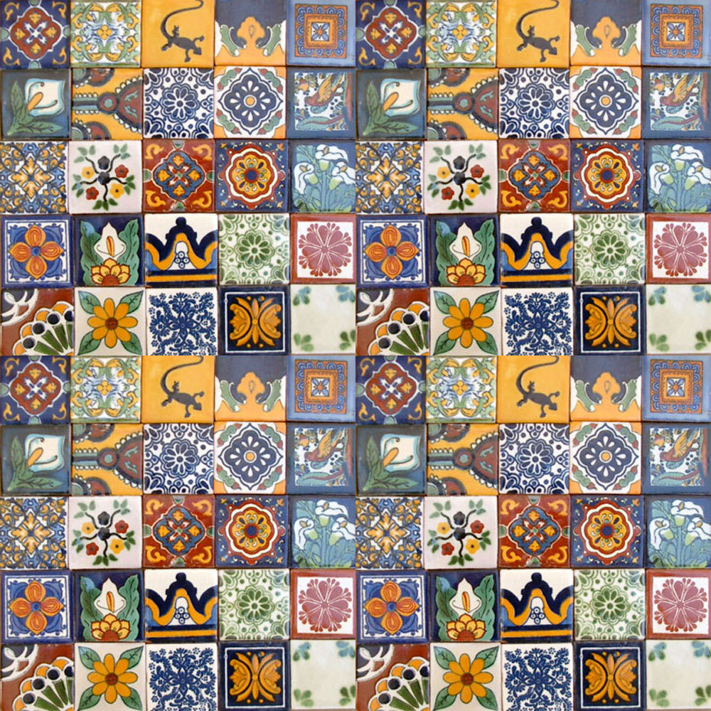 100 MEXICAN TILES 2×2 CERAMIC POTTERY TALAVERA MEXICO WALL FLOOR DECOR #003