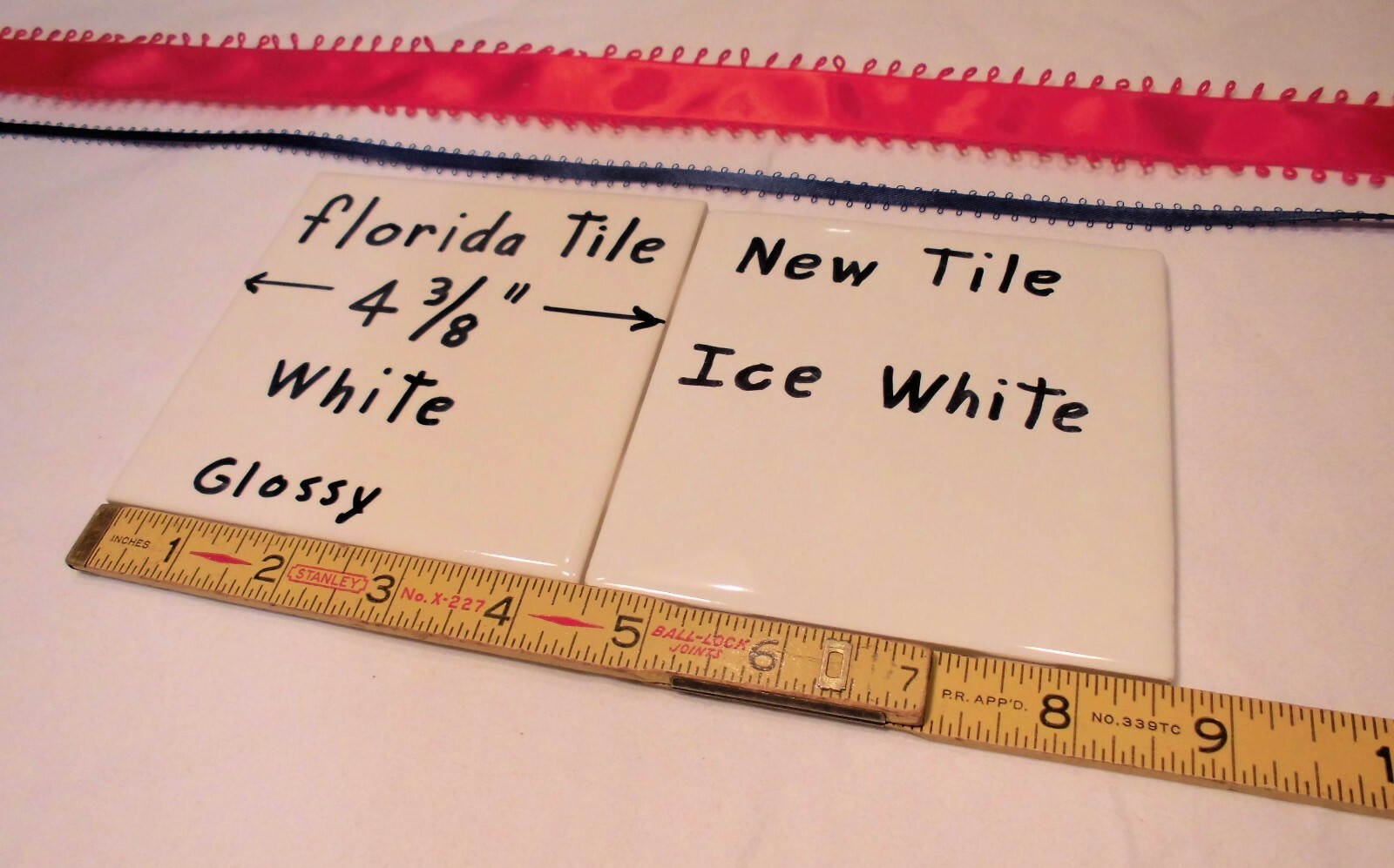 1 pc. 4-3/8″ #1 Glossy White Ceramic Wall Tile by florida tile Co. New Old Stock
