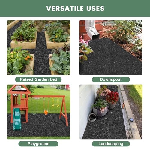 2 Pack Rubber Mulch Roll Mat for Landscaping Recycled Rubber Walkway Black