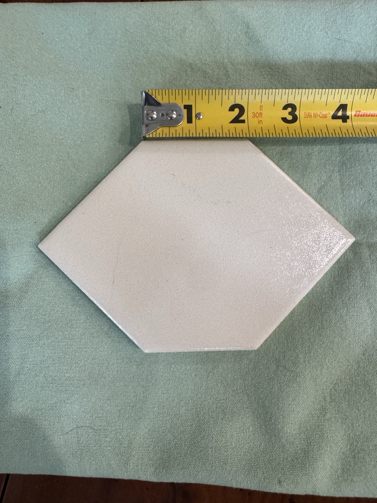 1 pc. Hexagon 4″ X 6″ Off White Ceramic Tile; Crystal Glazed; Florida Co.