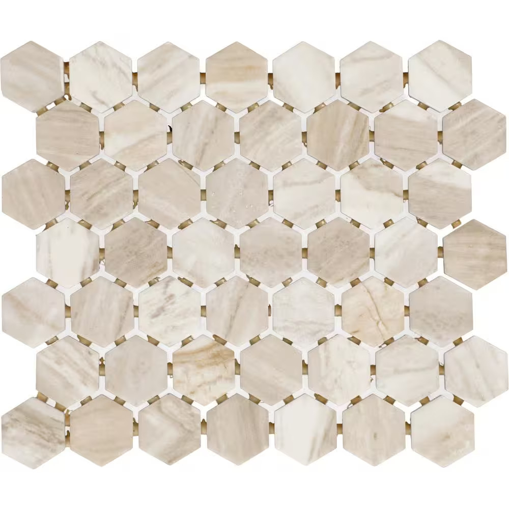 Stone Decor Accents Brisk Beige 10 In. X 12 In. Matte Ceramic Hexagon Mosaic Til