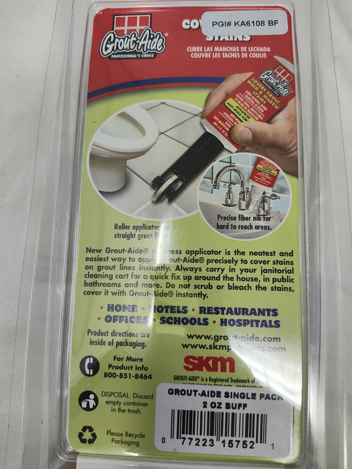Grout-Aide 2 oz Bottle Fiber Nib & Wheel Applicator Buff Lot Of 2 New