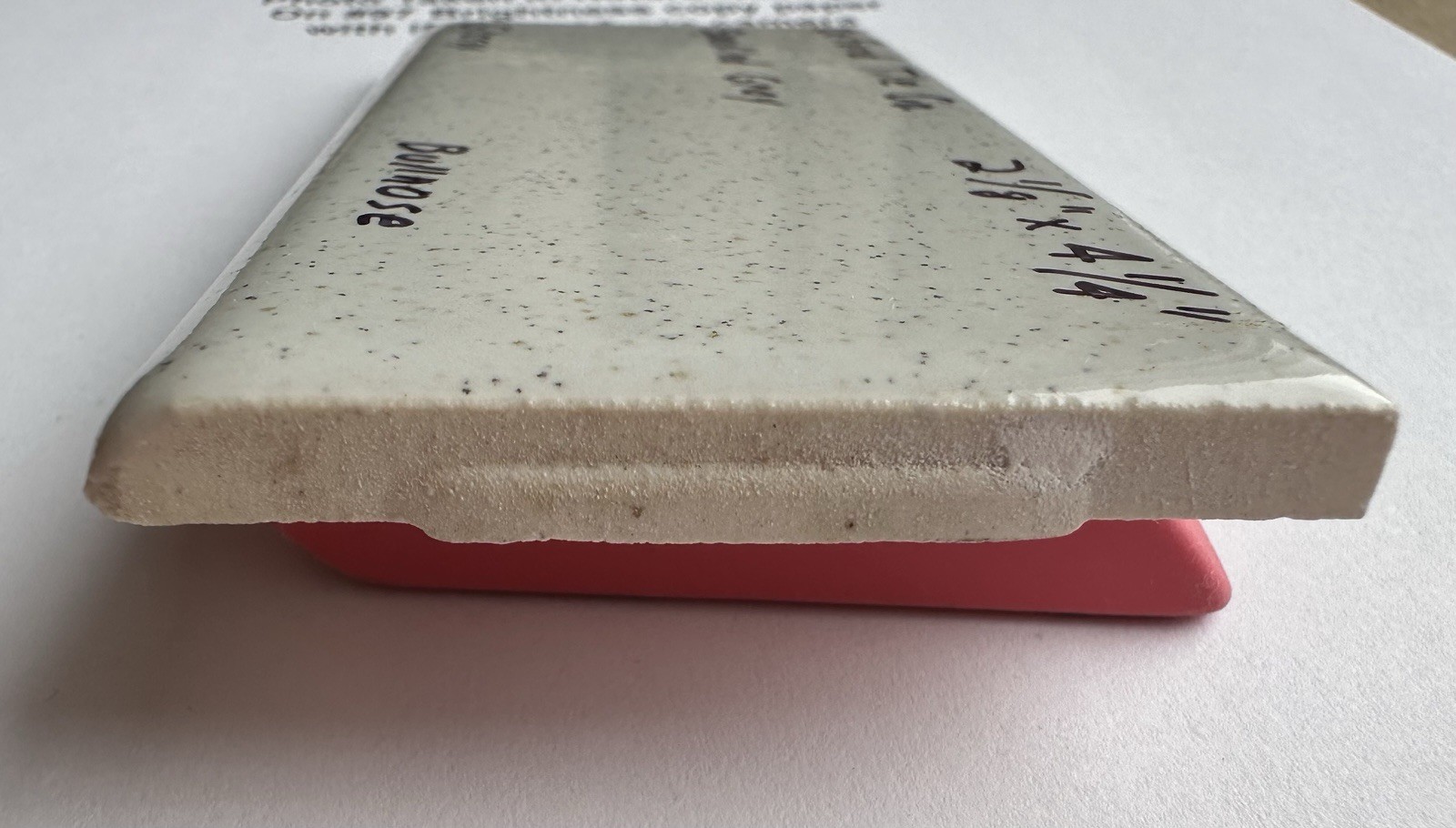1 pc. Speckled Gray: 2-1/8″ X 4-1/4″ Glossy Bullnose Ceramic Tile by Oxford Co.