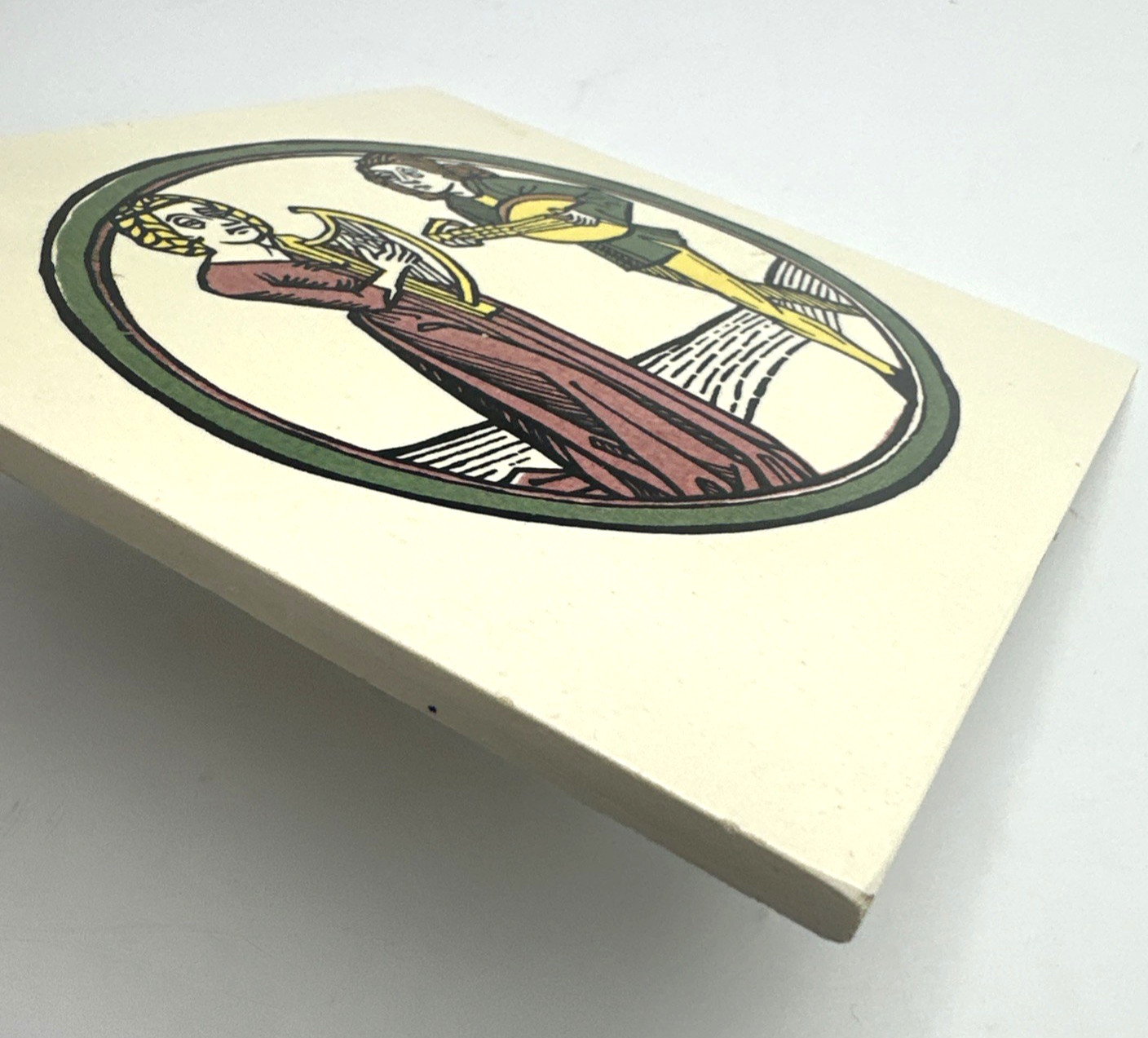The Four Temperaments: Phlegmatic Depicted on Mettlach Tile Trivet Germany