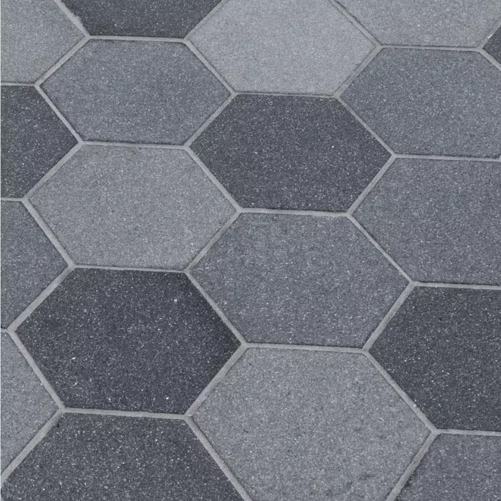 Industrial Loft Charcoal 11.25 In. X 11.75 In. Hexagon Honed Terrazzo Wall and F