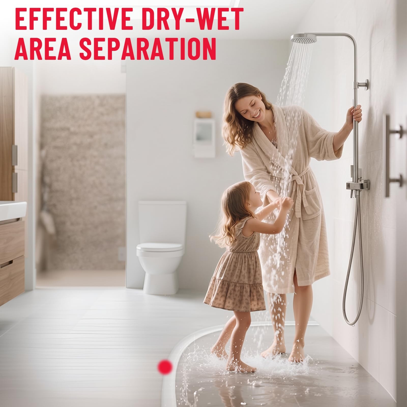 Shower Threshold Water Dam Guard – Self-Adhesive Silicone 39inch, Transparent