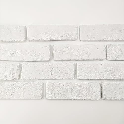 40 Pcs White Thin Brick Veneers, 2.4″ x 7.9″ Wall Brick, 3D Faux Brick for