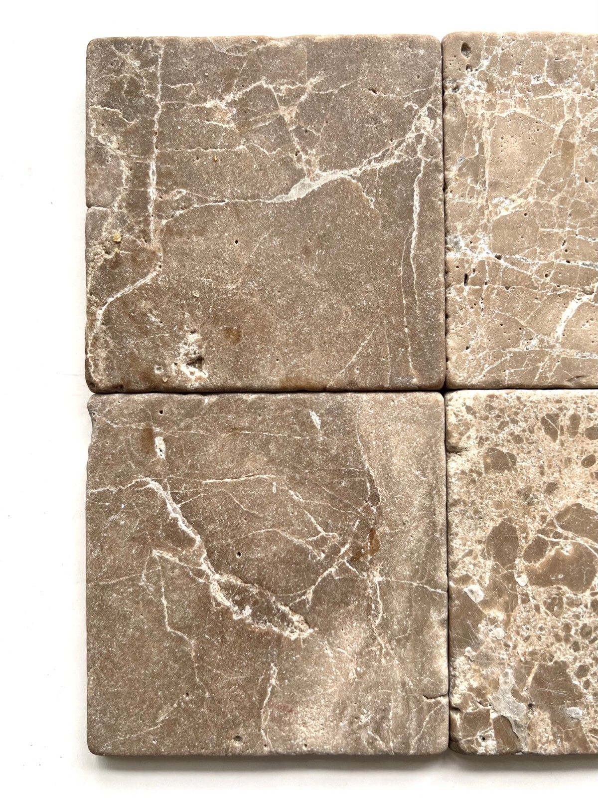 Dark Emperador 4×4 Tumbled Marble Tile Backsplash Floor Wall (Sold by 1 SF)