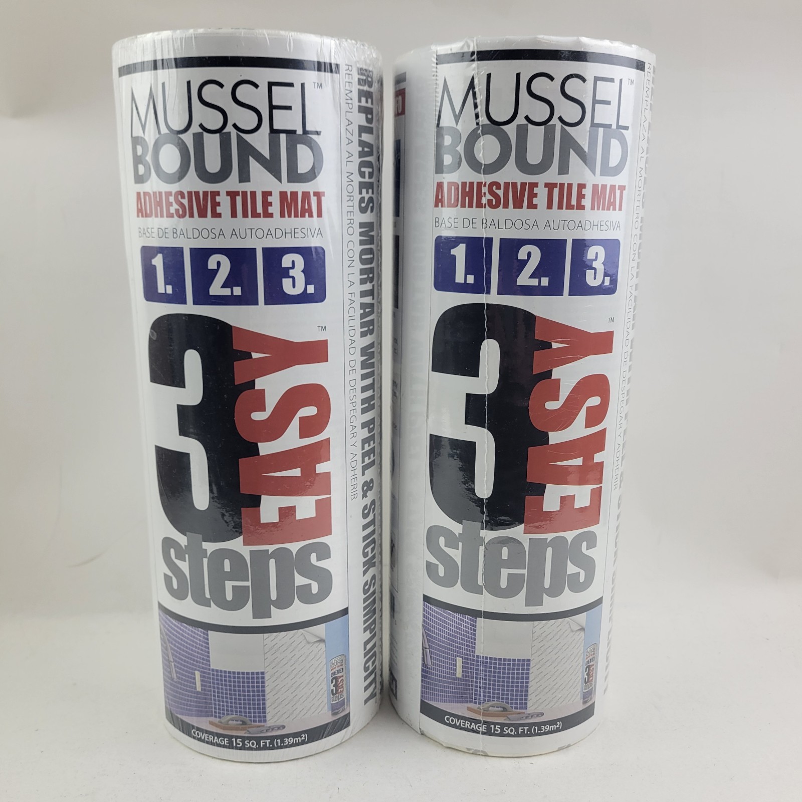 Lot of 2 Mussel Bound Adhesive Tile Mat 15 Sq Ft Each (30 Sq Feet Total) NEW