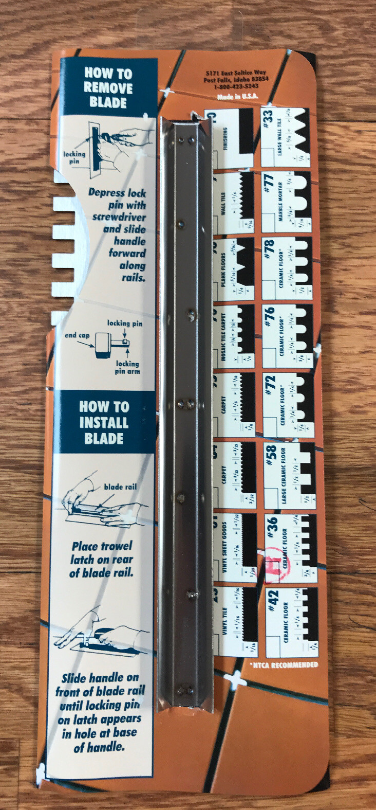 Barwalt 31361 Tile Flooring Trowel Blade #36