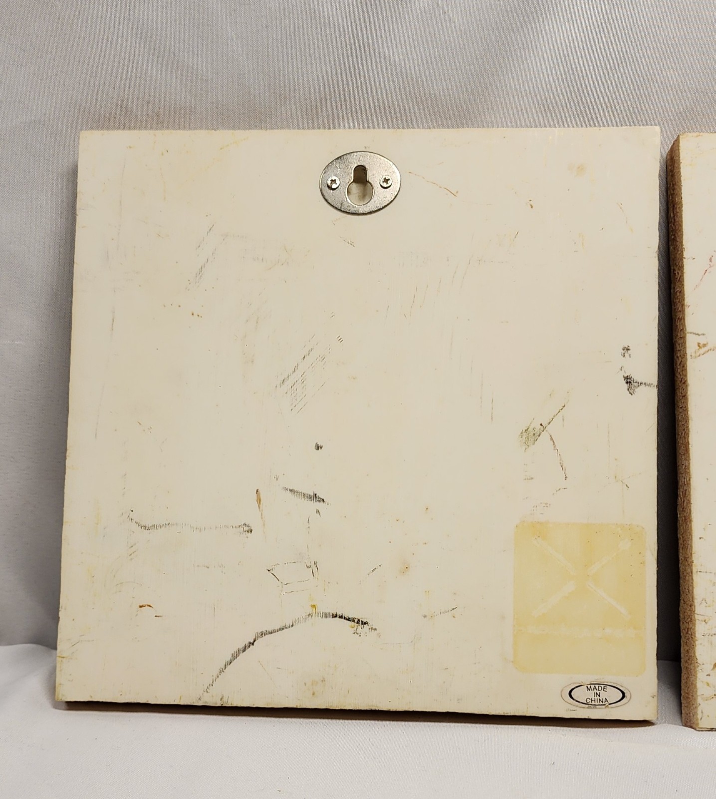 Set of 2 Beige/Brown Embossed Floral Relief Ceramic Wall Decor 8×8