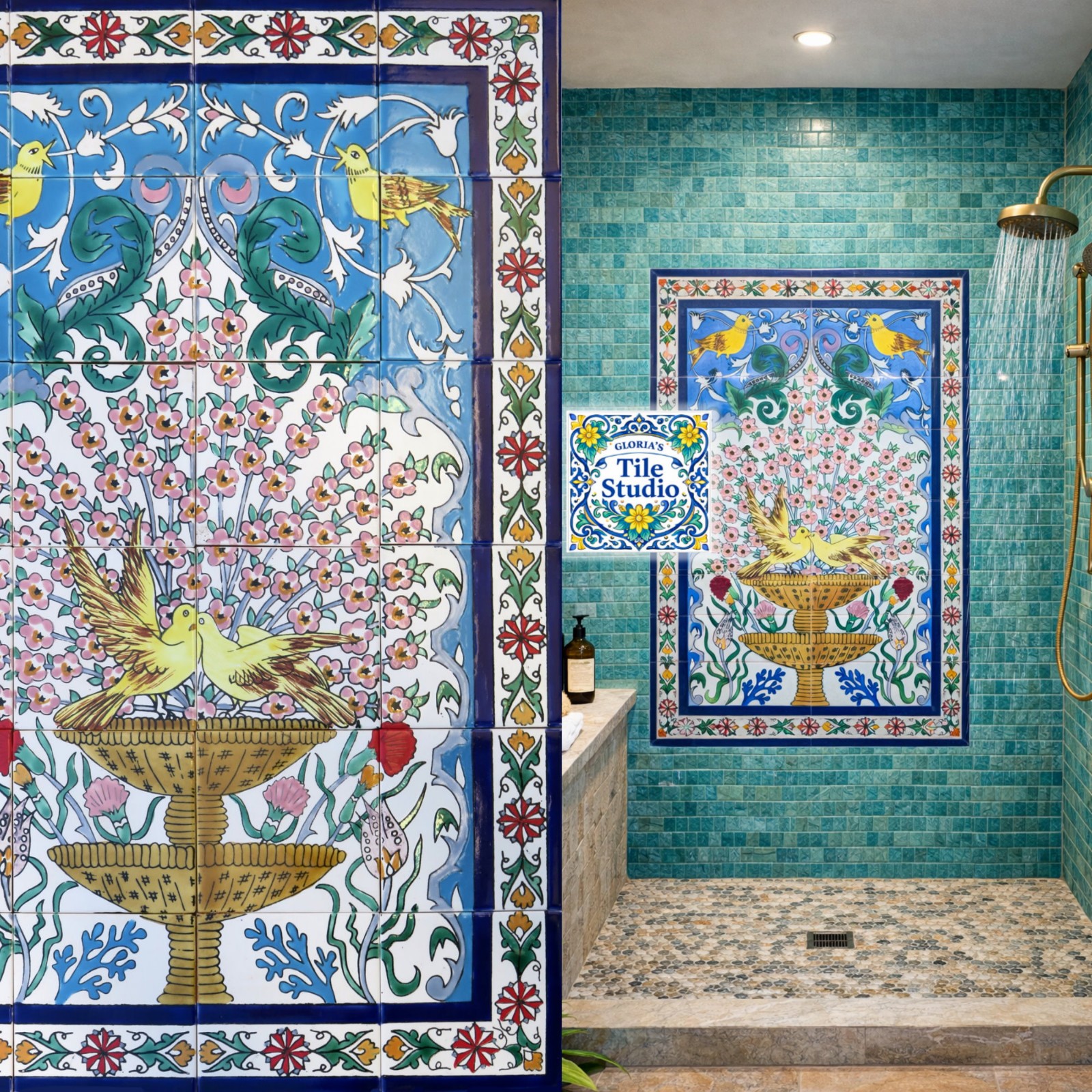 24inx36in Ceramic Tiles Wall Art Design Mosaic Mural Bathroom Shower Backsplash