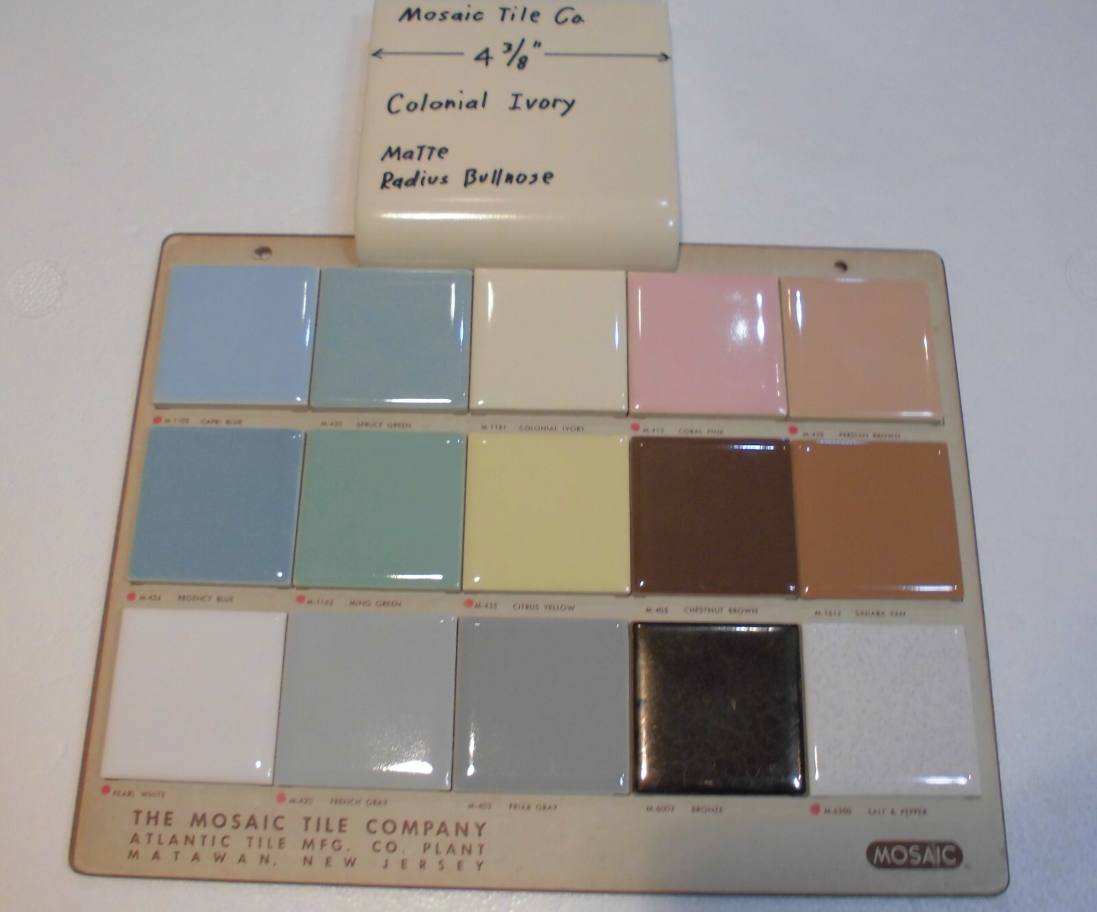 1 pc. Colonial Ivory: Radius Bullnose Matte Ceramic Tile 4-3/8″ by Mosaic Co.