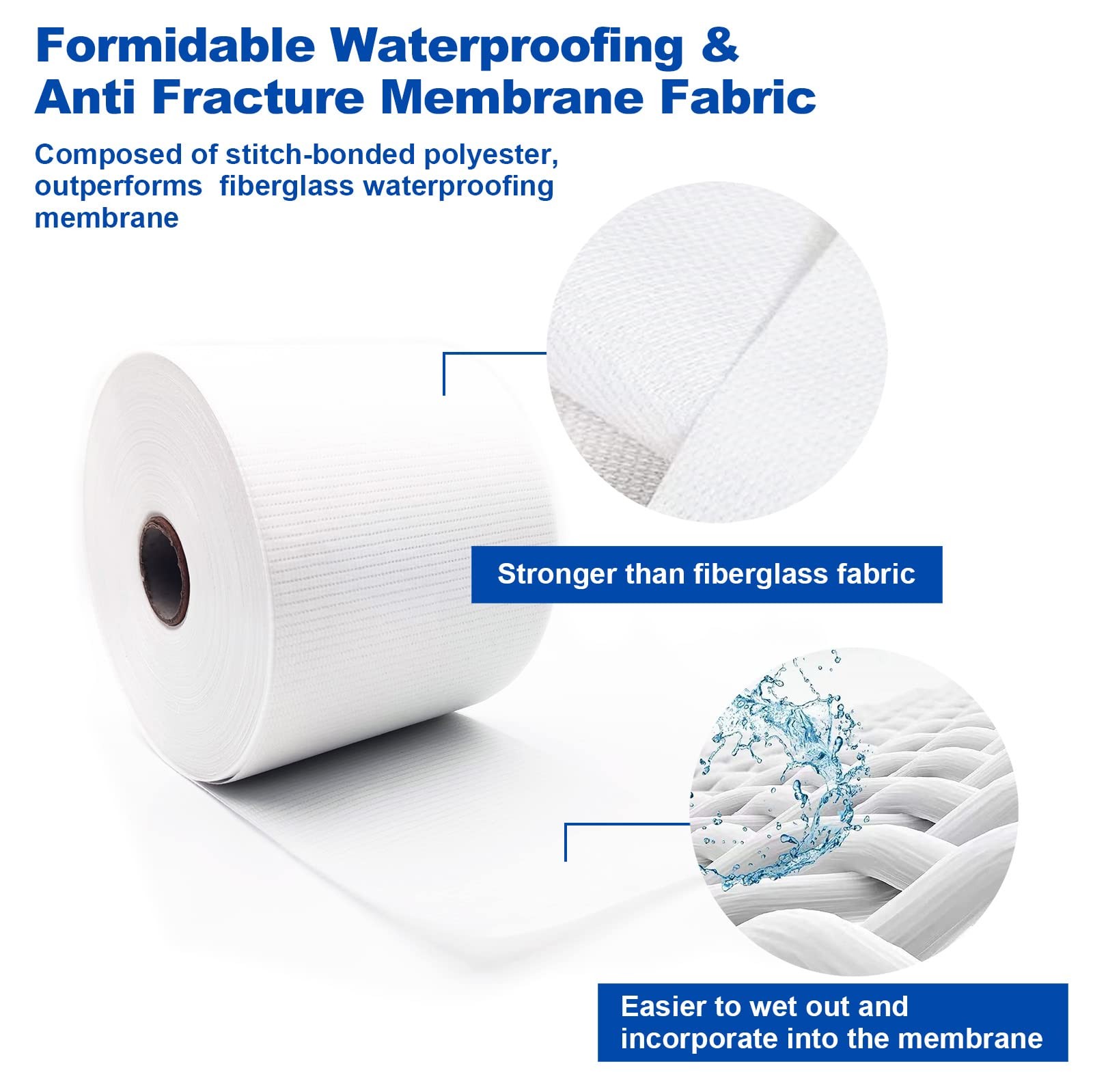 2 Pack 4 Inches x 164 Feet Waterproofing Membrane Anti Fracture Fabric, Reinf…