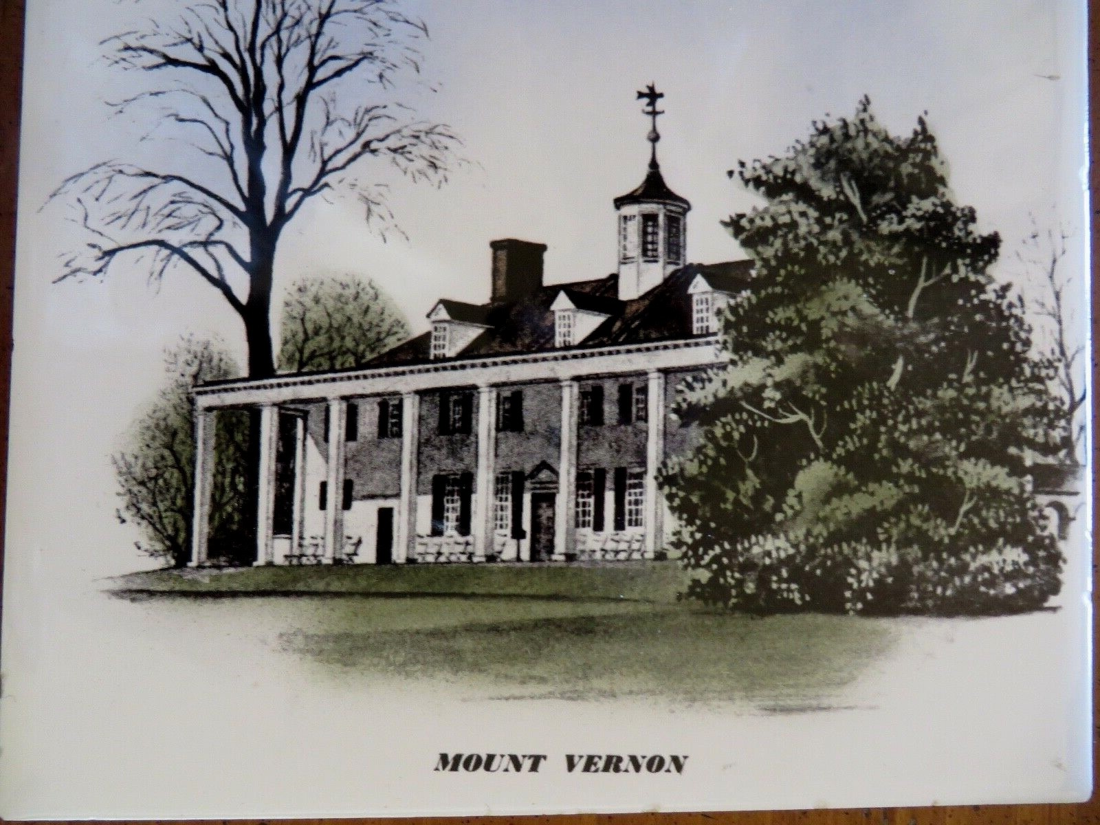 Mount Vernon Decorative Souvenir Ceramic Tile Trivet Cork Back Delano Studios