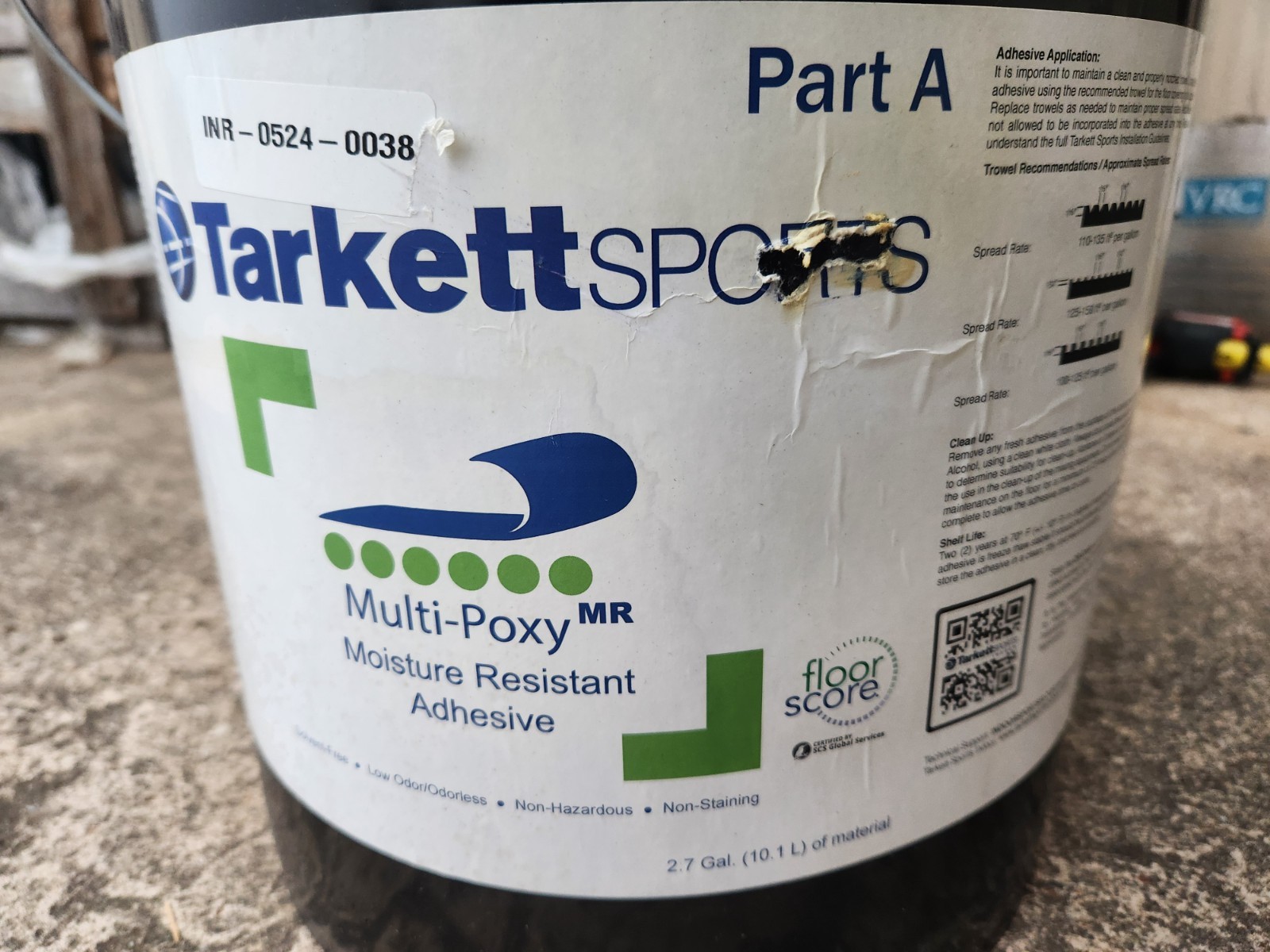 2.7 gal Tarkett Sports Multi-Poxy Moisture Resistant Adhesive Part A