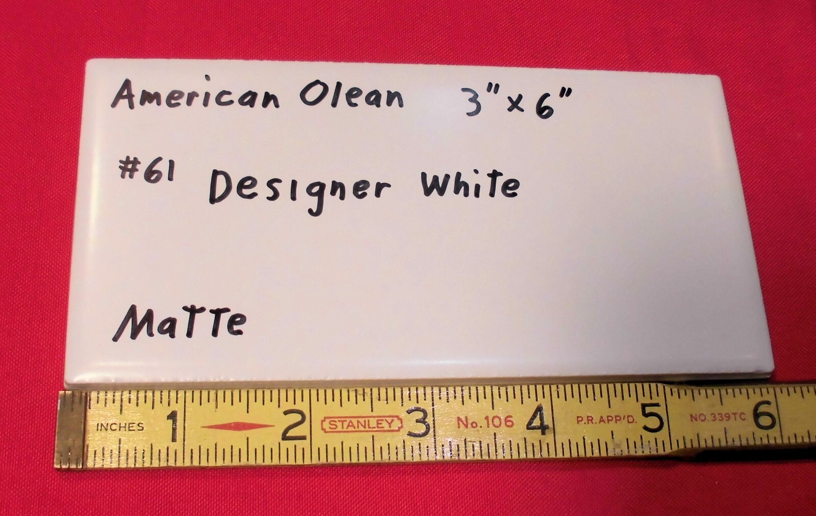 6 pieces: #61 Designer White: Matte Ceramic Subway Tiles by American Olean, NEW