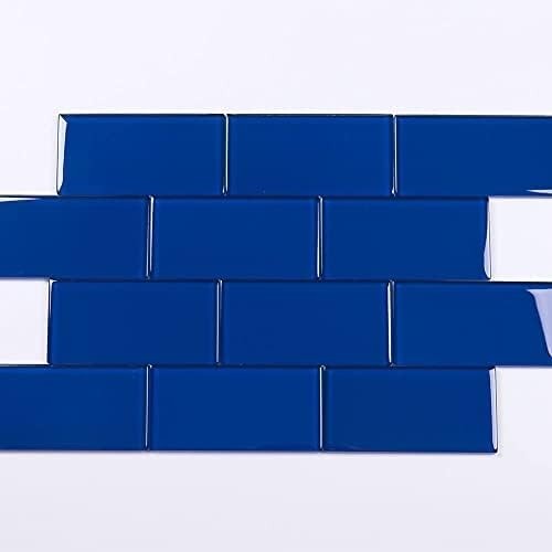 32 Glass Subway Tile 3 x 6 ” Cobalt Blue for Kitchen Backsplash Bathroom Wall