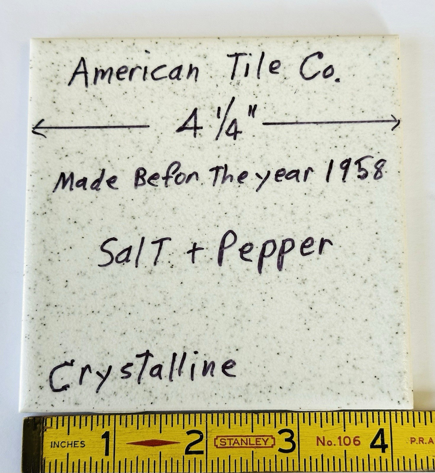 1 pc. 4-1/4″ Salt & Pepper: Crystalline Ceramic Tile by American Olean, NEW