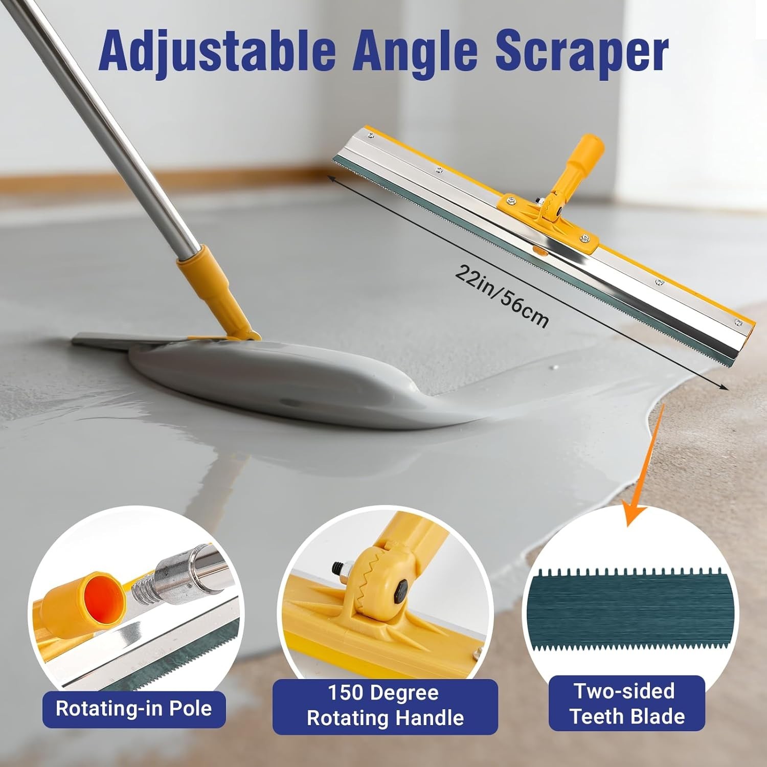 Self Leveling Concrete Tools, Stainless Steel Epoxy Squeegee, Spiked Roller for