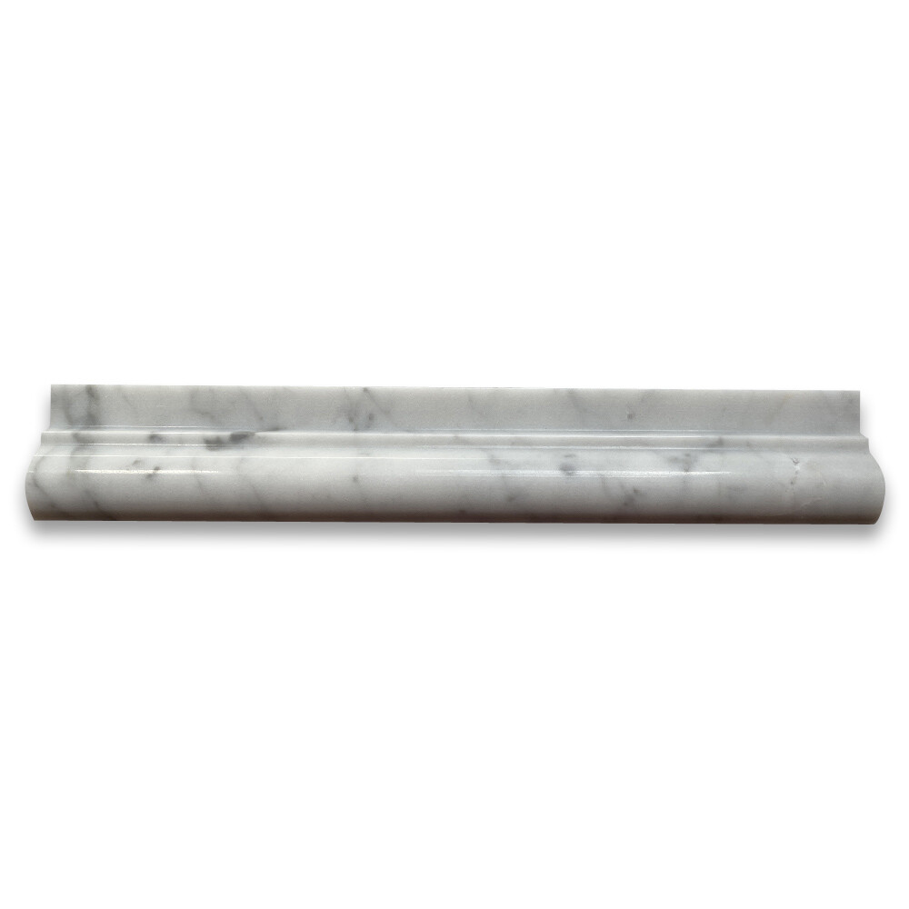 C04P Chair Rail Carrara Marble Venato Carrera Bullnose Trim Molding Polish