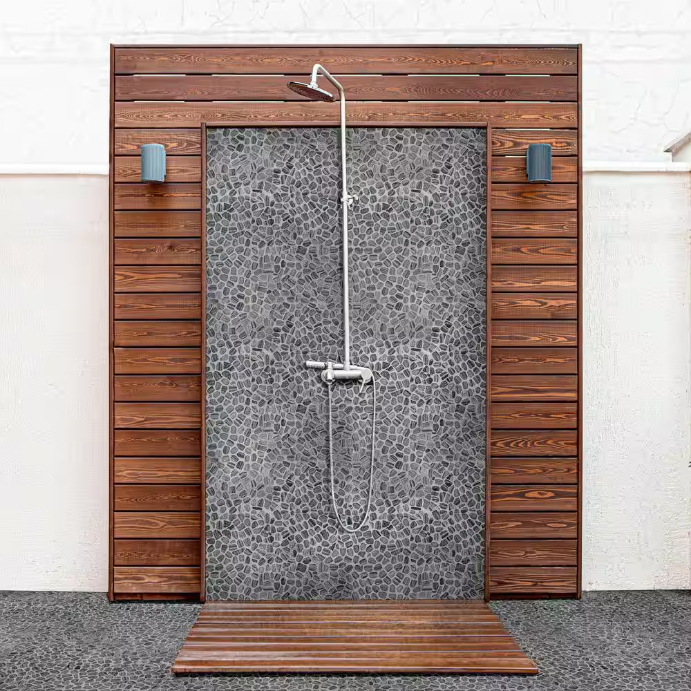 Henley Pebble 12 In. X 12 In. X 10Mm Tumbled Marble Mosaic Floor and Wall Tile (