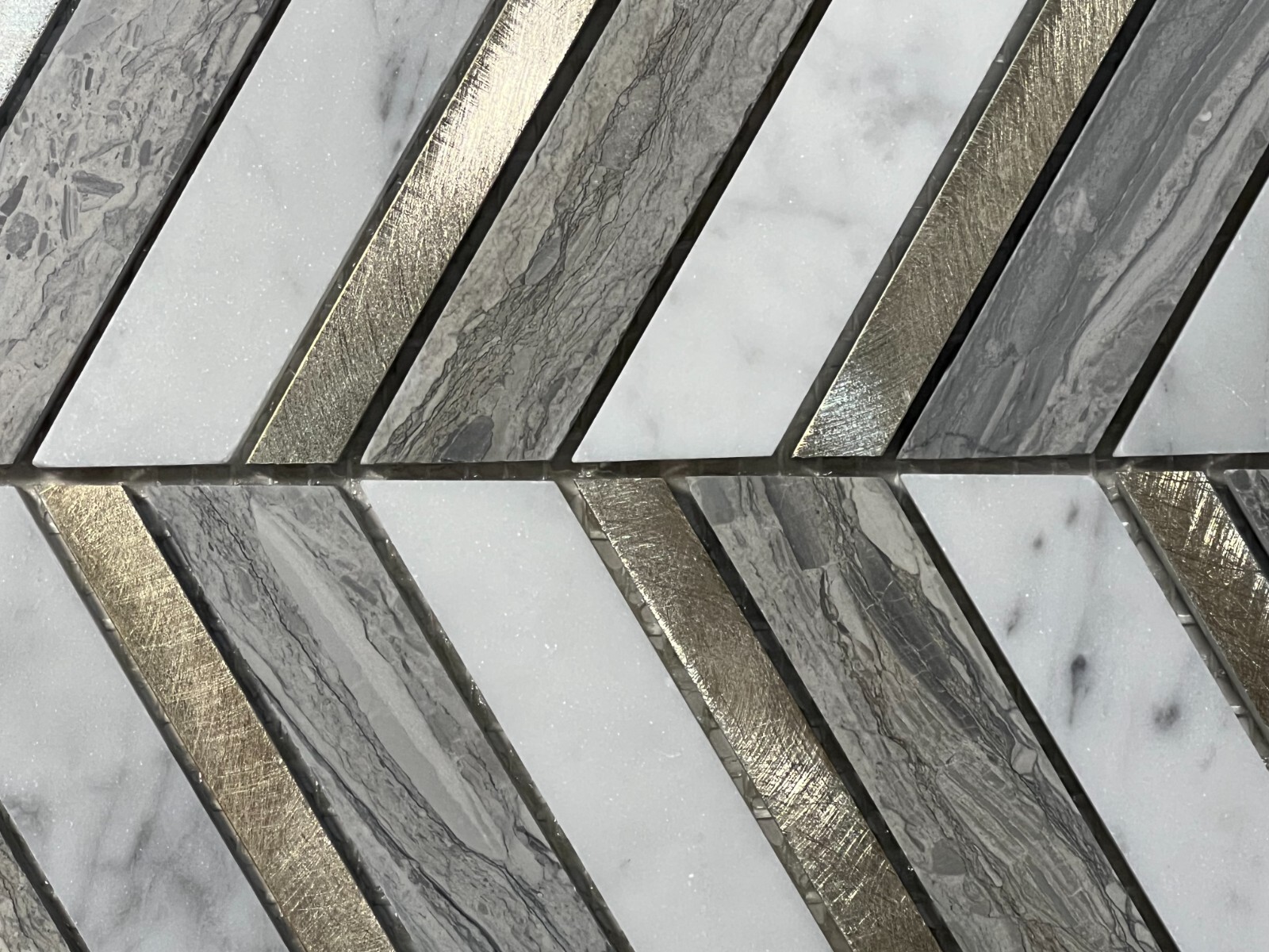 S11 White/Grey/Gold Marble Stone Mosaic Tile Kitchen Bathroom Polished, 7 sheets