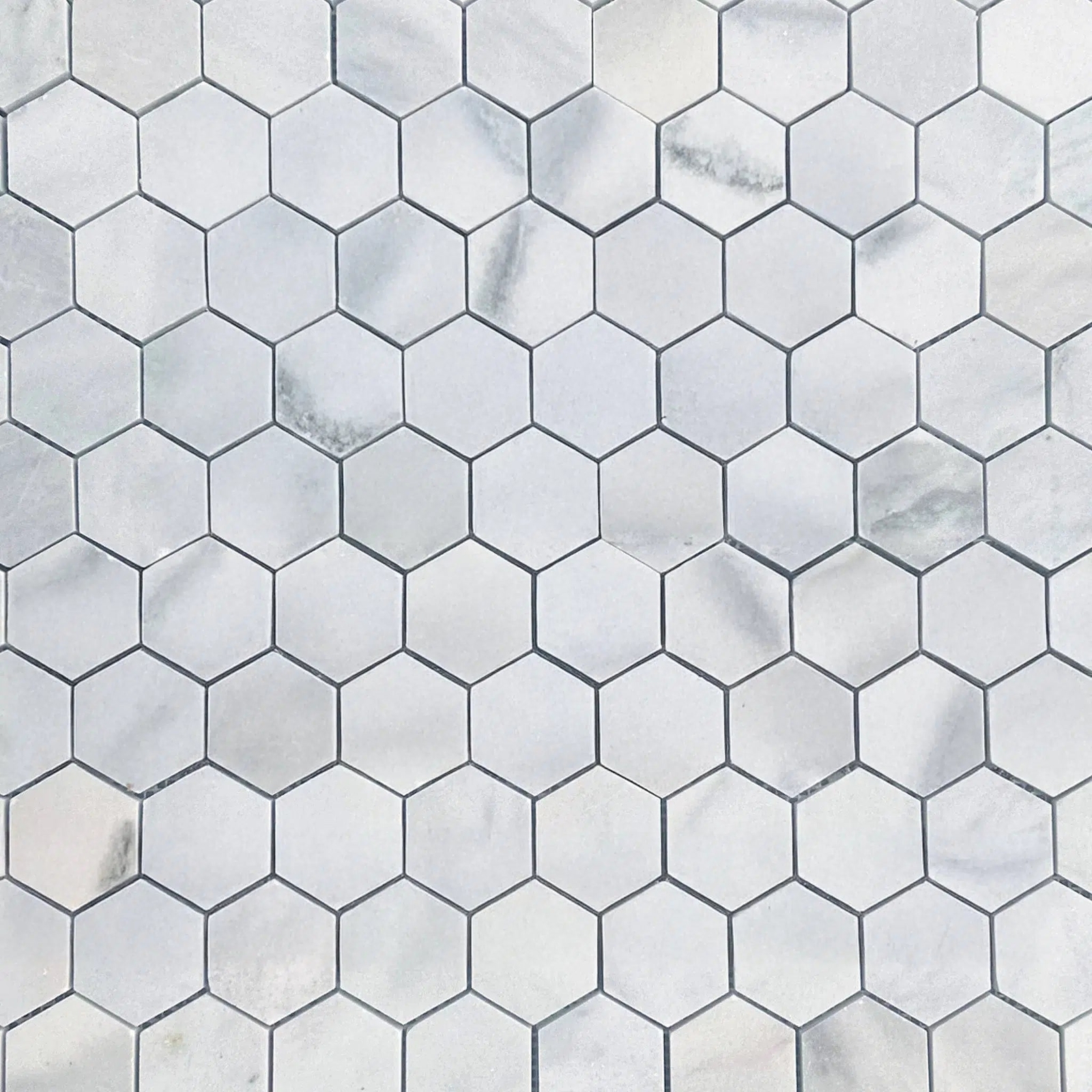 White Marble 2 inch Hexagon Honed Mosaic Tile 45 Sq.Ft. $6.66/Sq.Ft.